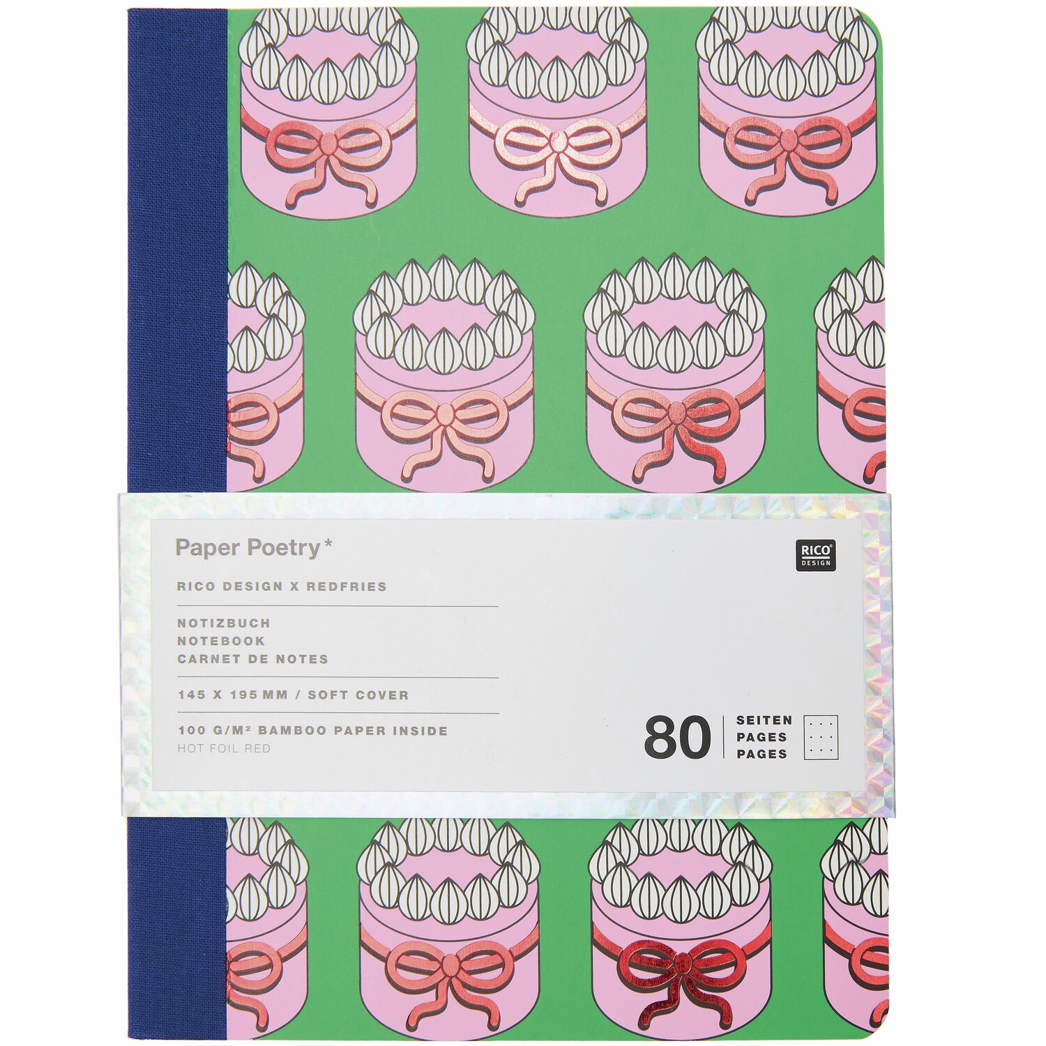 Rico Design x Redfries Notizbuch Torten 80 Blatt 14,5x19,5cm von Rico Design