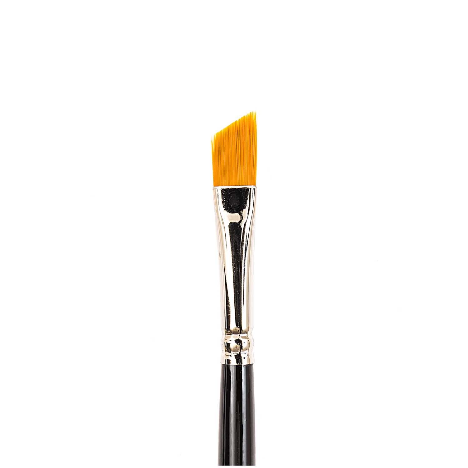 Fine Art Öl Synthetic schräg Pinsel mit orangefarbenen Borsten und schwarzem Griff von Rico Design. Ideal für präzises Malen.