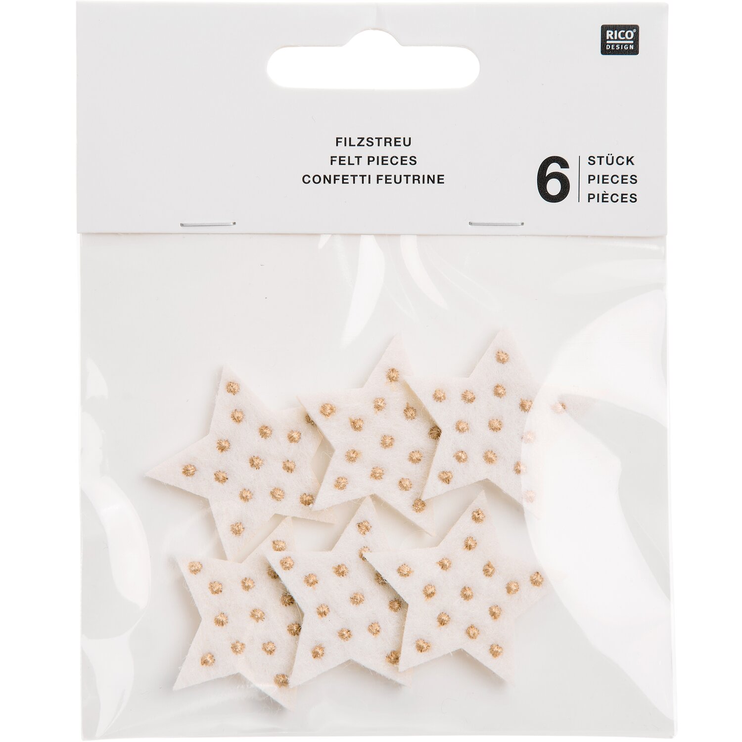 Filzstreu Sterne Weiß 6 Stück von Rico Design
