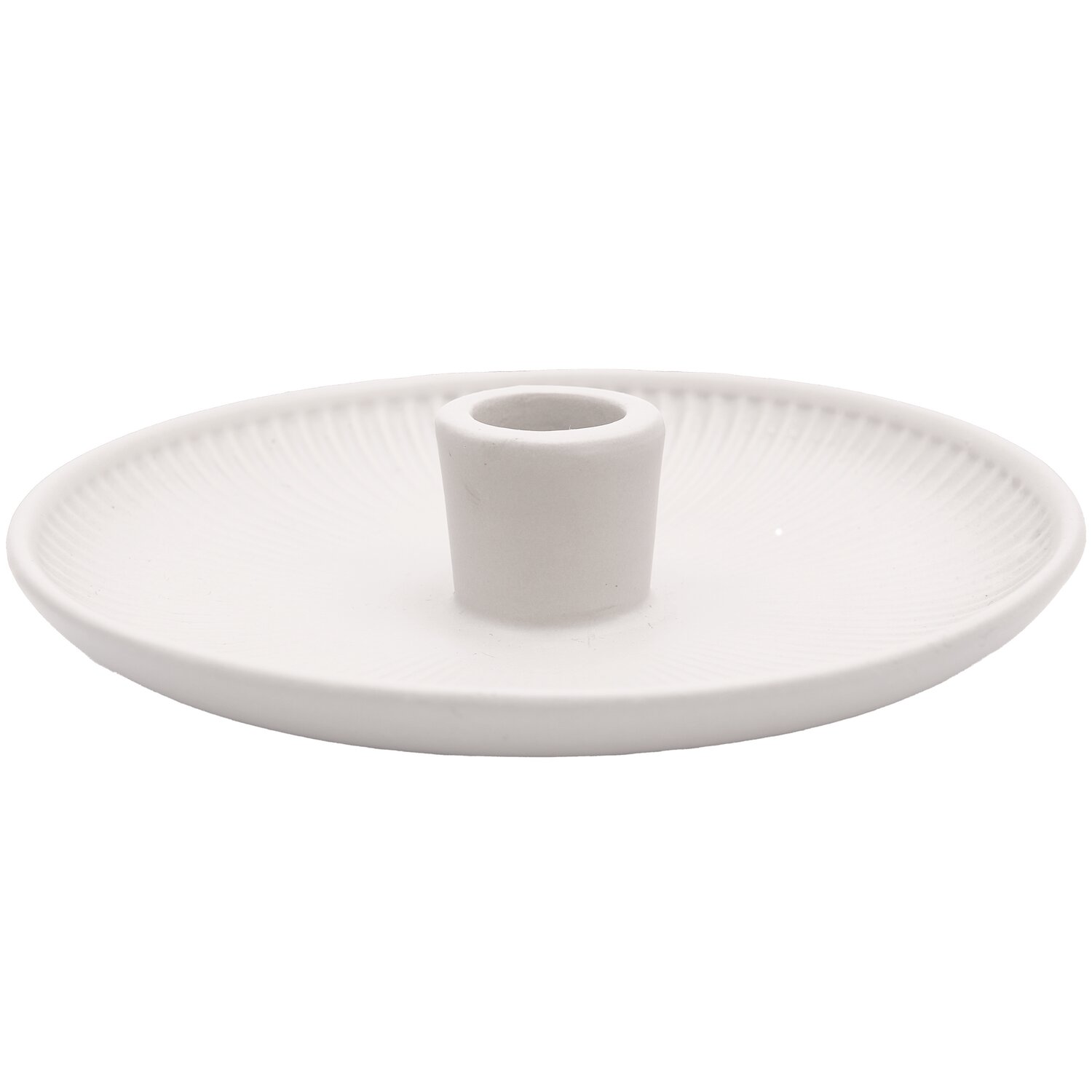 Keramikkerzenhalter 15,5x15,5x3,5cm in elegantem Weiß von Rico Design, ideal für stilvolle Dekorationen.