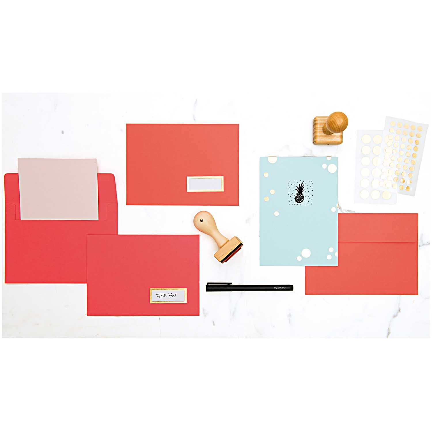 Paper Poetry Kartenset rot-mint