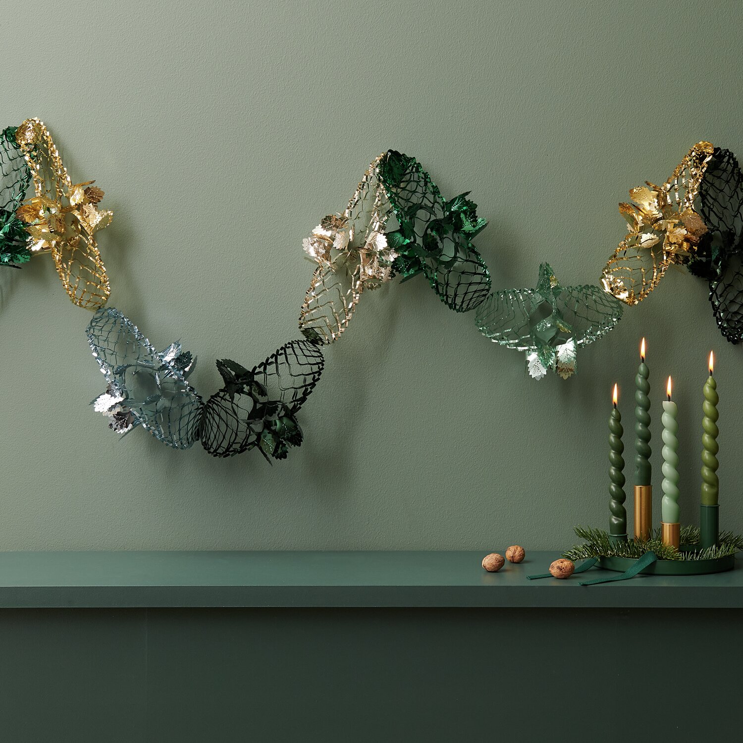 Foliengirlande 2,3m Farbe Mint/Gold von Rico Design Foliengirlande 2,3m Farbe Mint/Gold von Rico Design