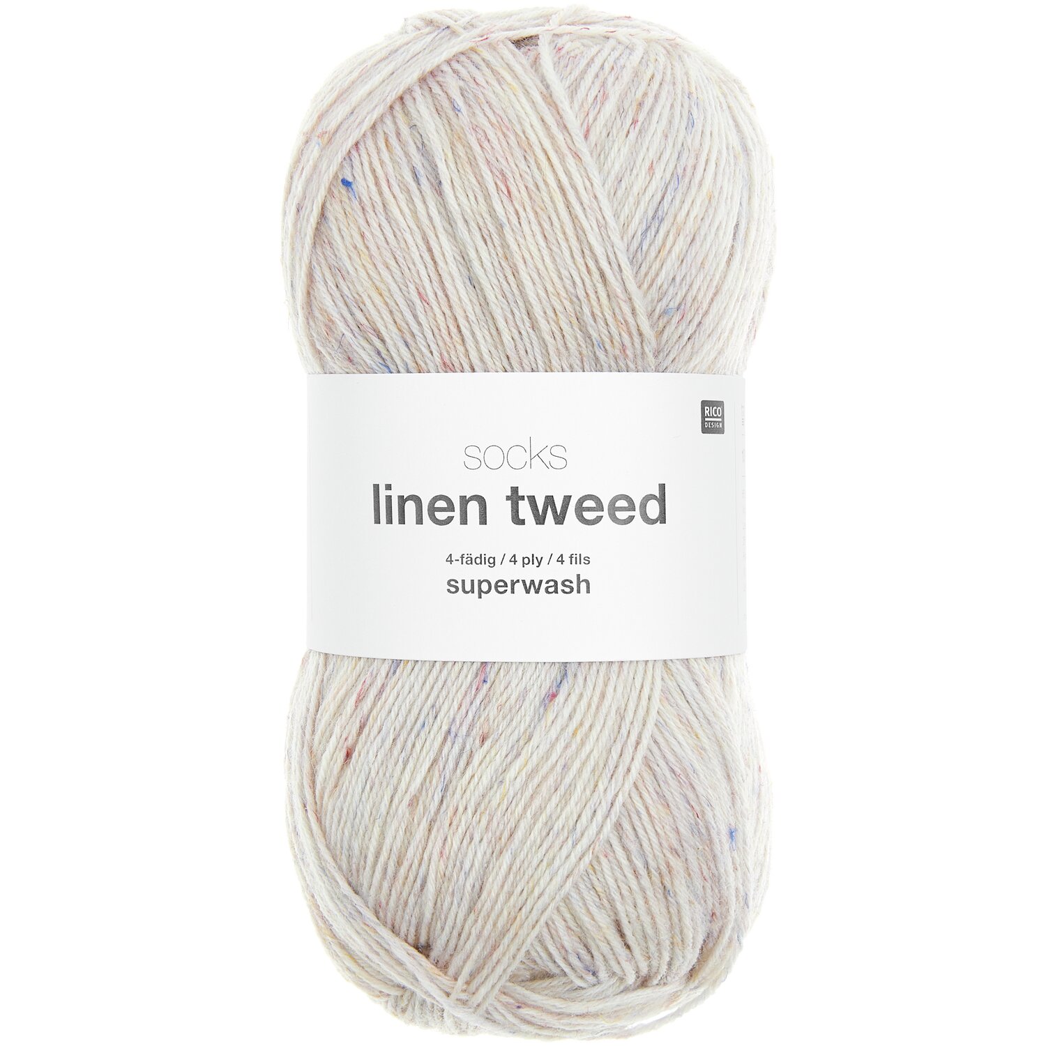 Socks Linen Tweed 4-fädig 100g 420m Farbe Creme von Rico Design