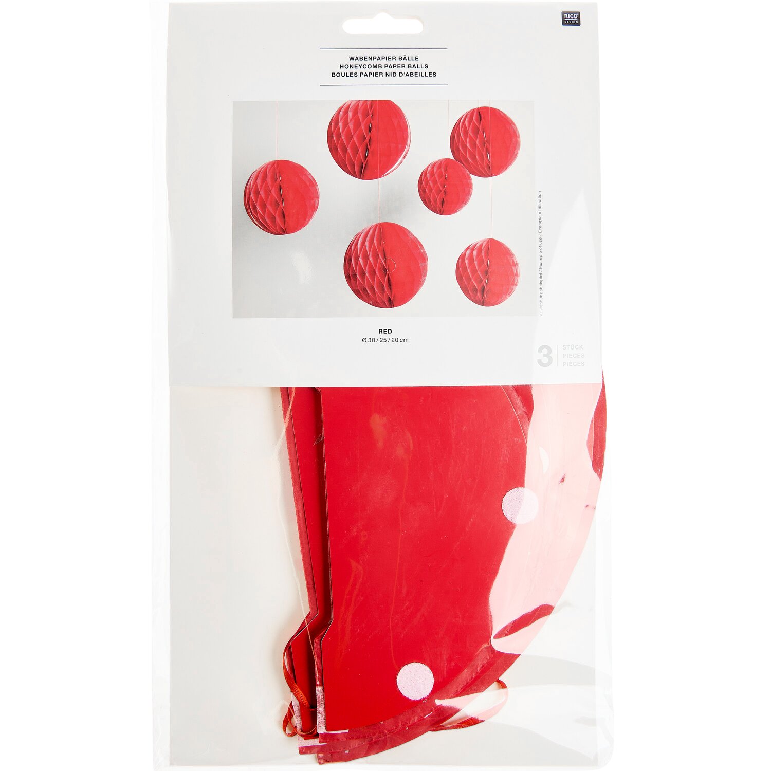 Wabenpapier Bälle Rot 3 Stück von Rico Design