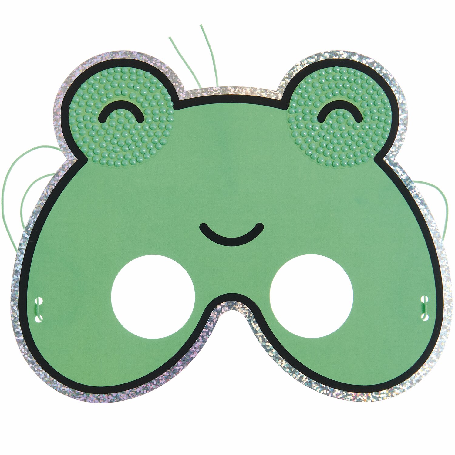 Diamond Painting Masken Tiere, Froschdesign in Grün mit Glitzerakzenten, 52-teilig.