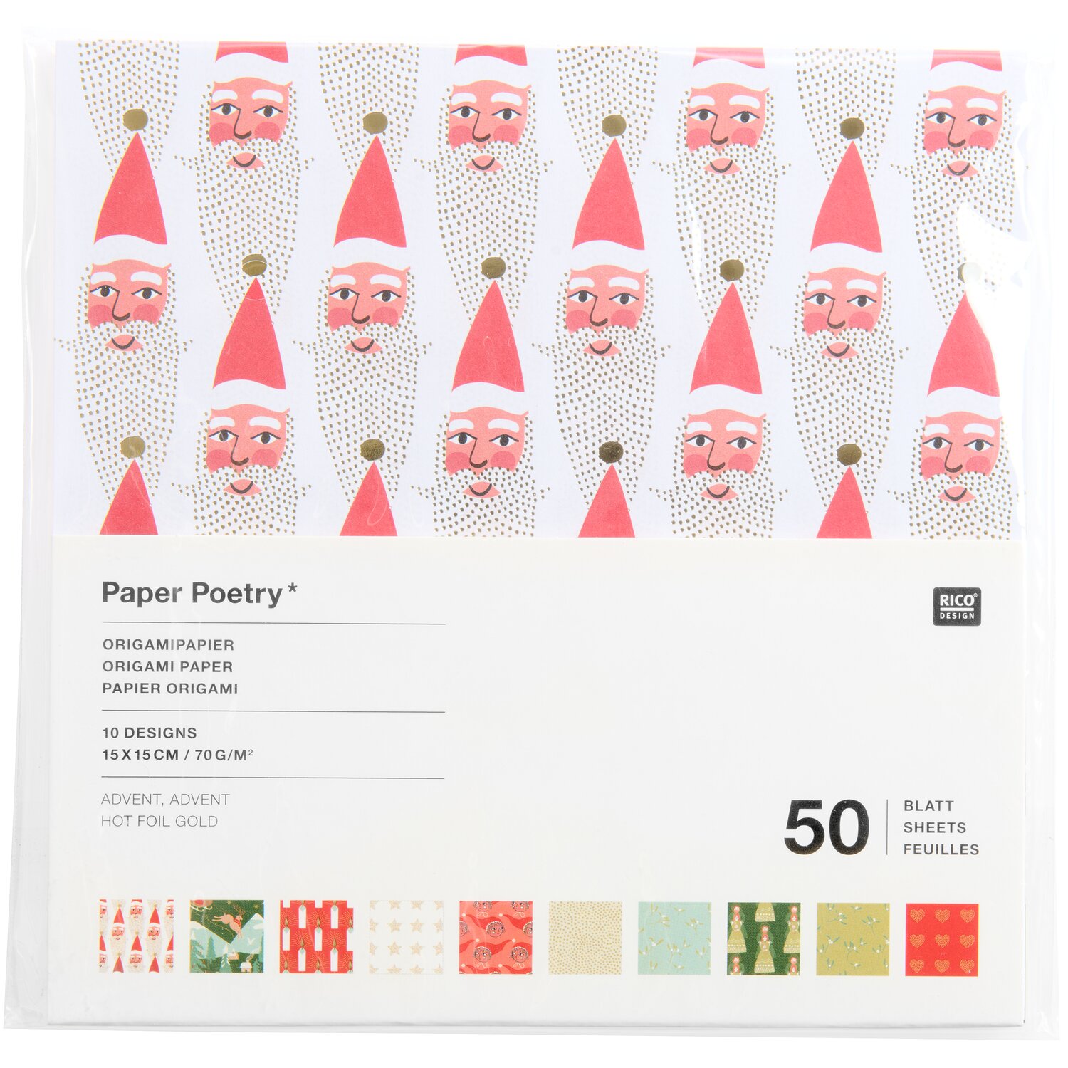 Paper Poetry Origami Advent Advent 50 Blatt 15x15cm von Rico Design
