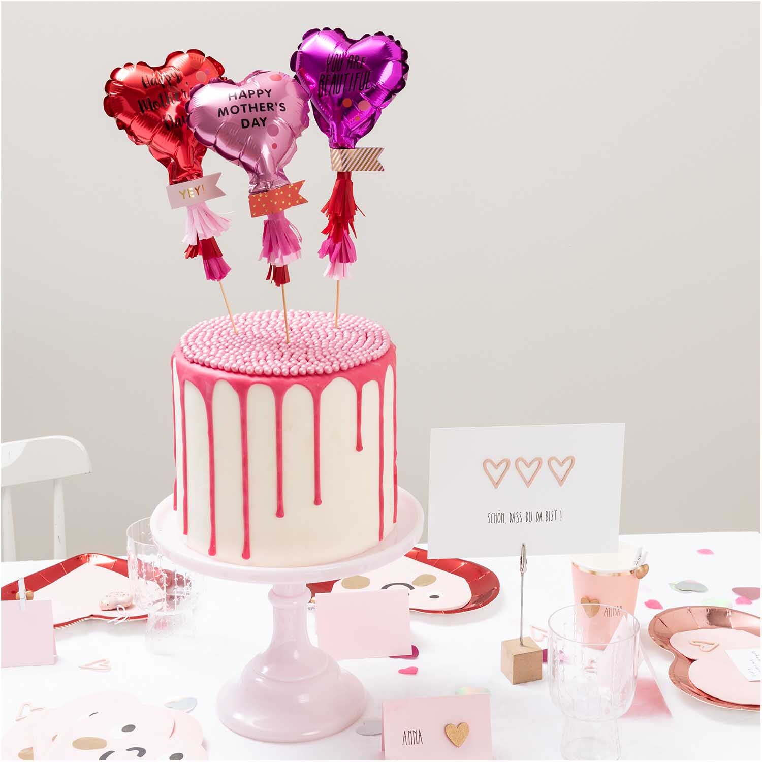 Kuchentopper Folienballon-Herzen 3 Stück Kuchentopper Folienballon-Herzen 3 Stück