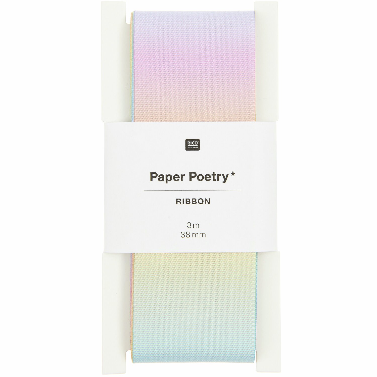 Geschenkband Farbverlauf Pastell Regenbogen Größe 38mm x 3m von Rico Design