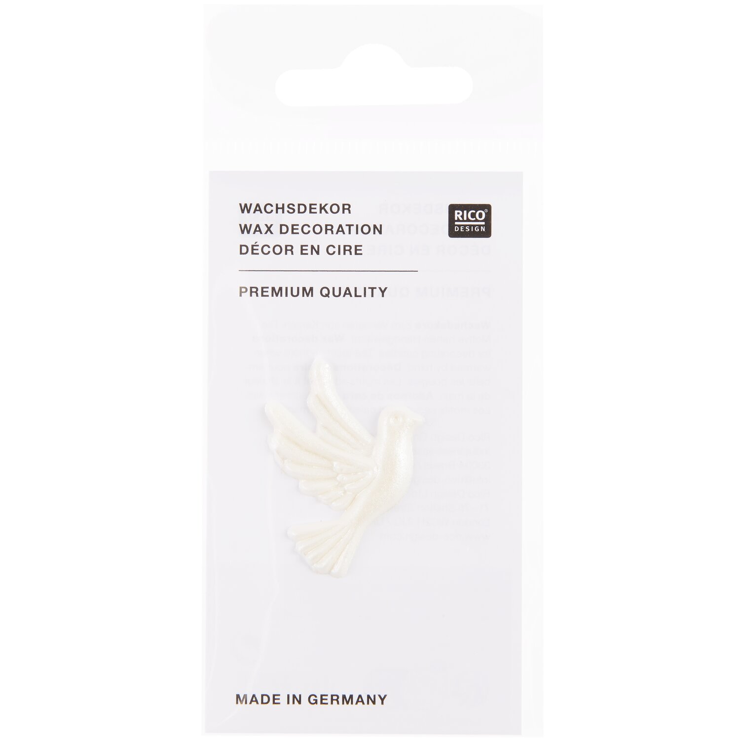 Wachsdekor Taube Weiß Perlmutt Farbe Links fliegend von Rico Design