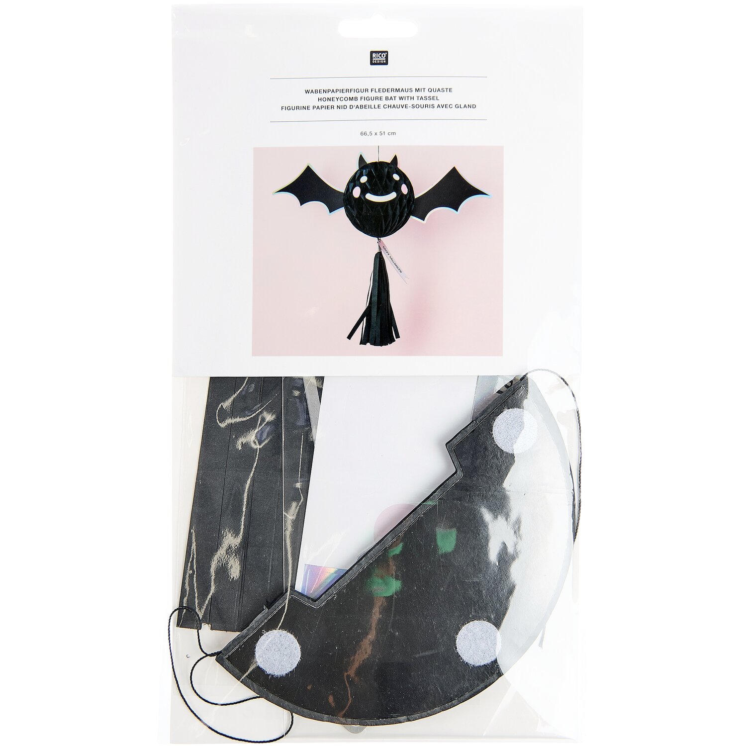 Wabenpapierfigur mit Quaste Fledermaus 66,5x51cm von Rico Design