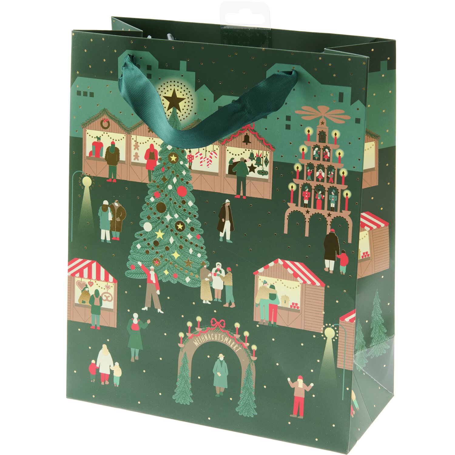 Geschenktüte Weihnachtsmarkt L 26x32x12cm von Rico Design