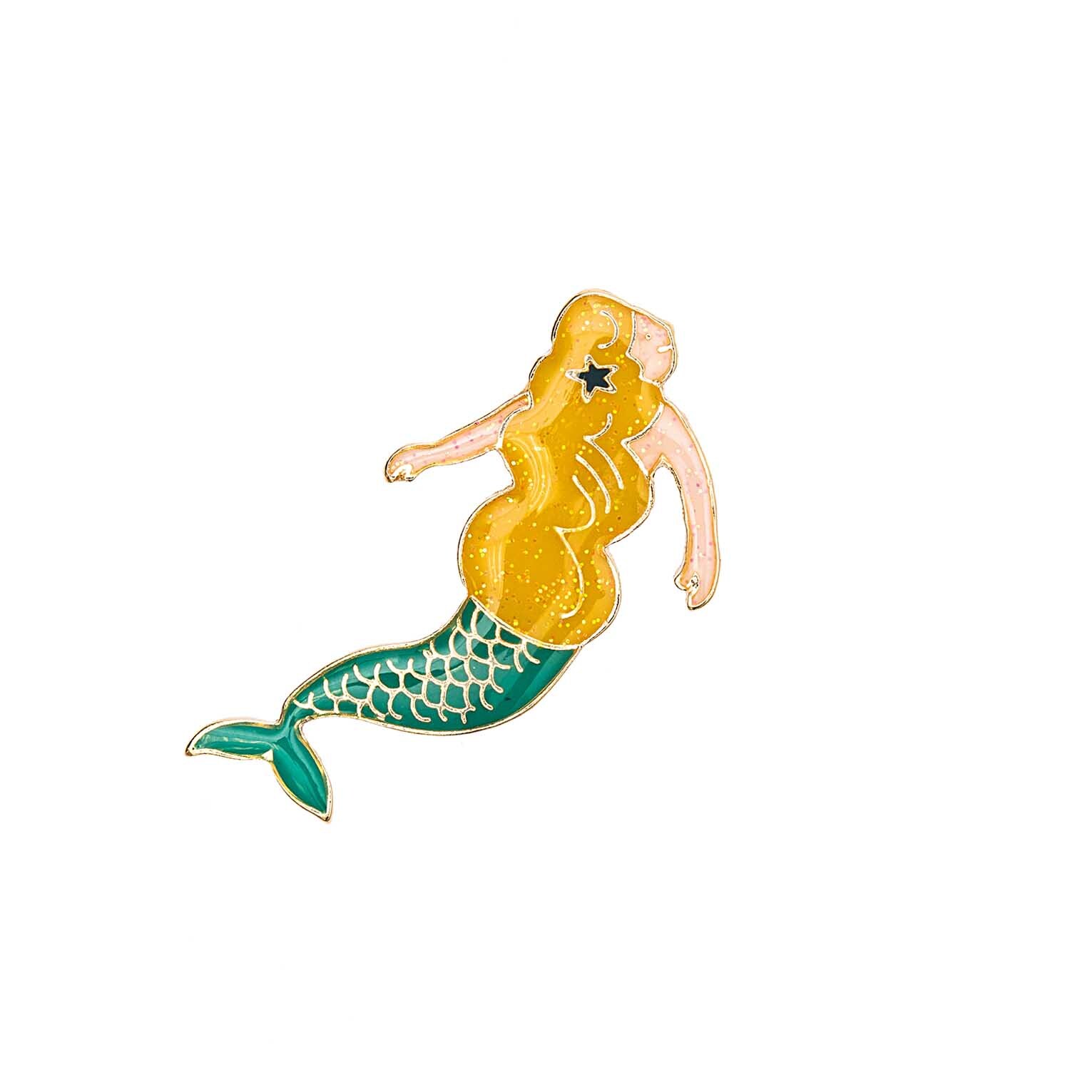 Pin Meerjungfrau gelb 35x31mm