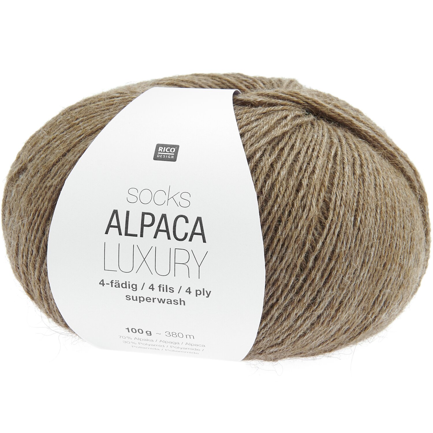Socks Alpaca Luxury 4-fädig 100g 380m Farbe Beige von Rico Design Socks Alpaca Luxury 4-fädig, beige, 100g 380m, von Rico Design. Weiches Garn für Strickprojekte.