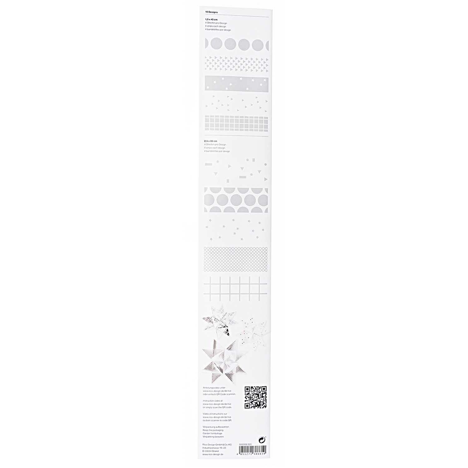 Paper Poetry Fröbelstreifen Graphic weiß-silber 40 Stück