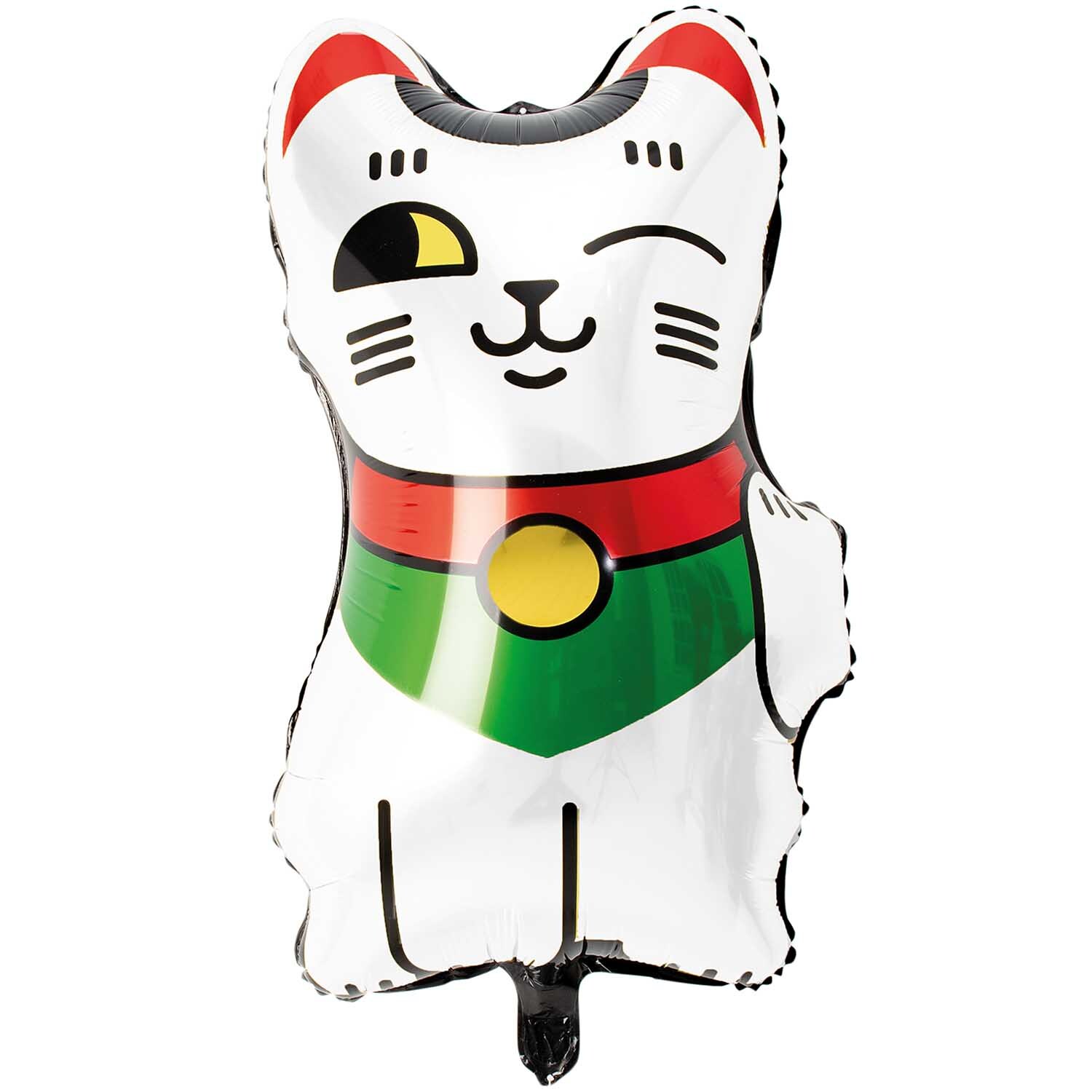 Folienballon Winkekatze weiß 36x70cm Folienballon Winkekatze weiß 36x70cm