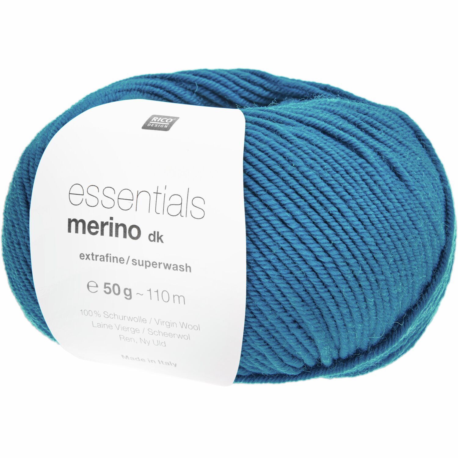 Essentials Merino dk: Kobaltblaues Garn von Rico Design, 50g, 110m, extrafeine Schurwolle.