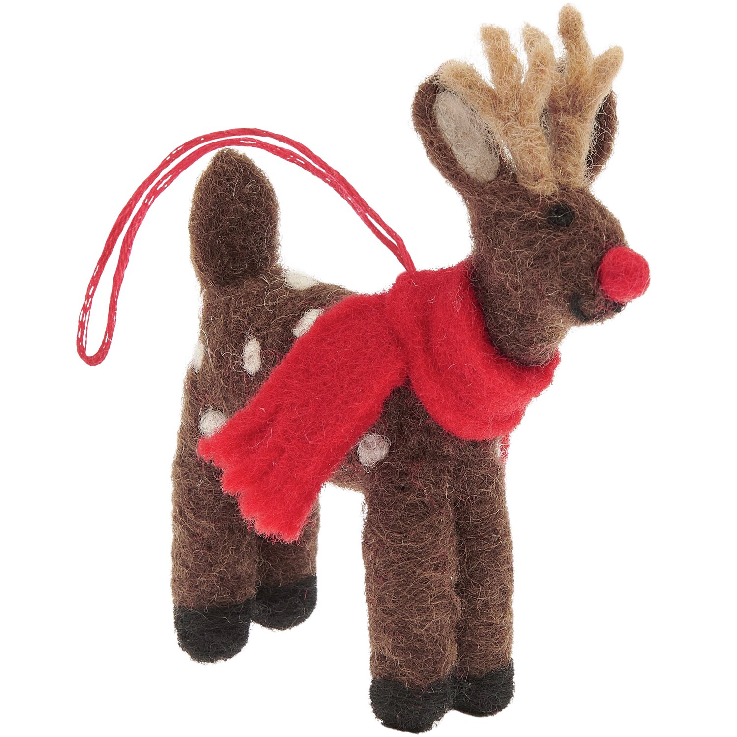 Aufhänger Filz-Hirsch mit Schal 12x8x2,5cm Farbe Dunkelbraun von Rico Design