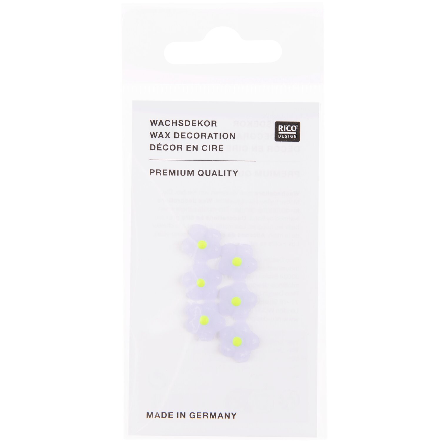 Wachsdekor Blüte mit Punkt Farbe Neon Gelb von Rico Design