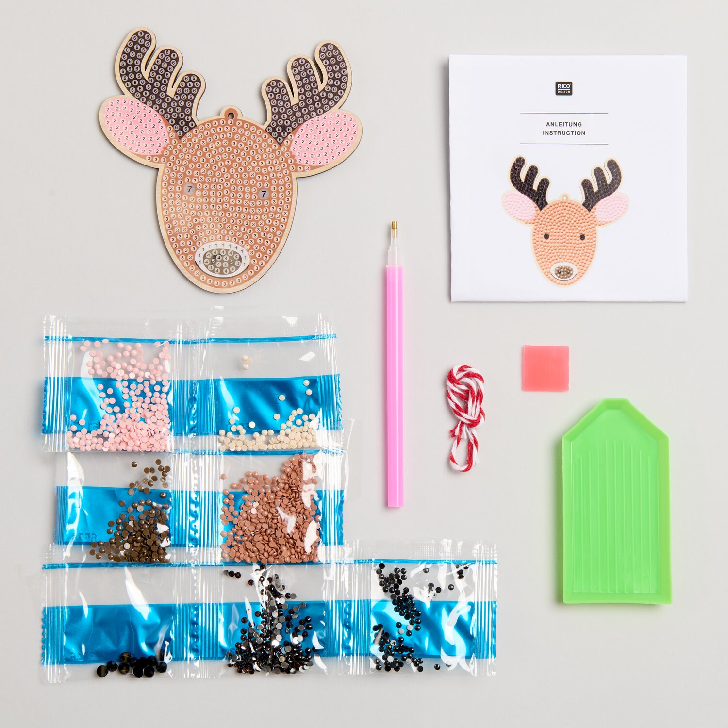 Diamond Painting DIY-Set Anhänger Hirsch 12-teilig von Rico Design