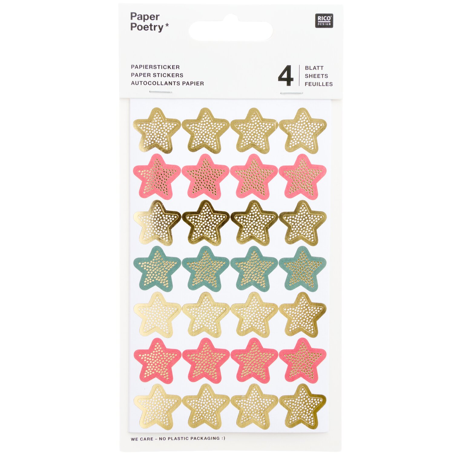 Paper Poetry Papiersticker Sterne/Herzen 4 Bögen von Rico Design