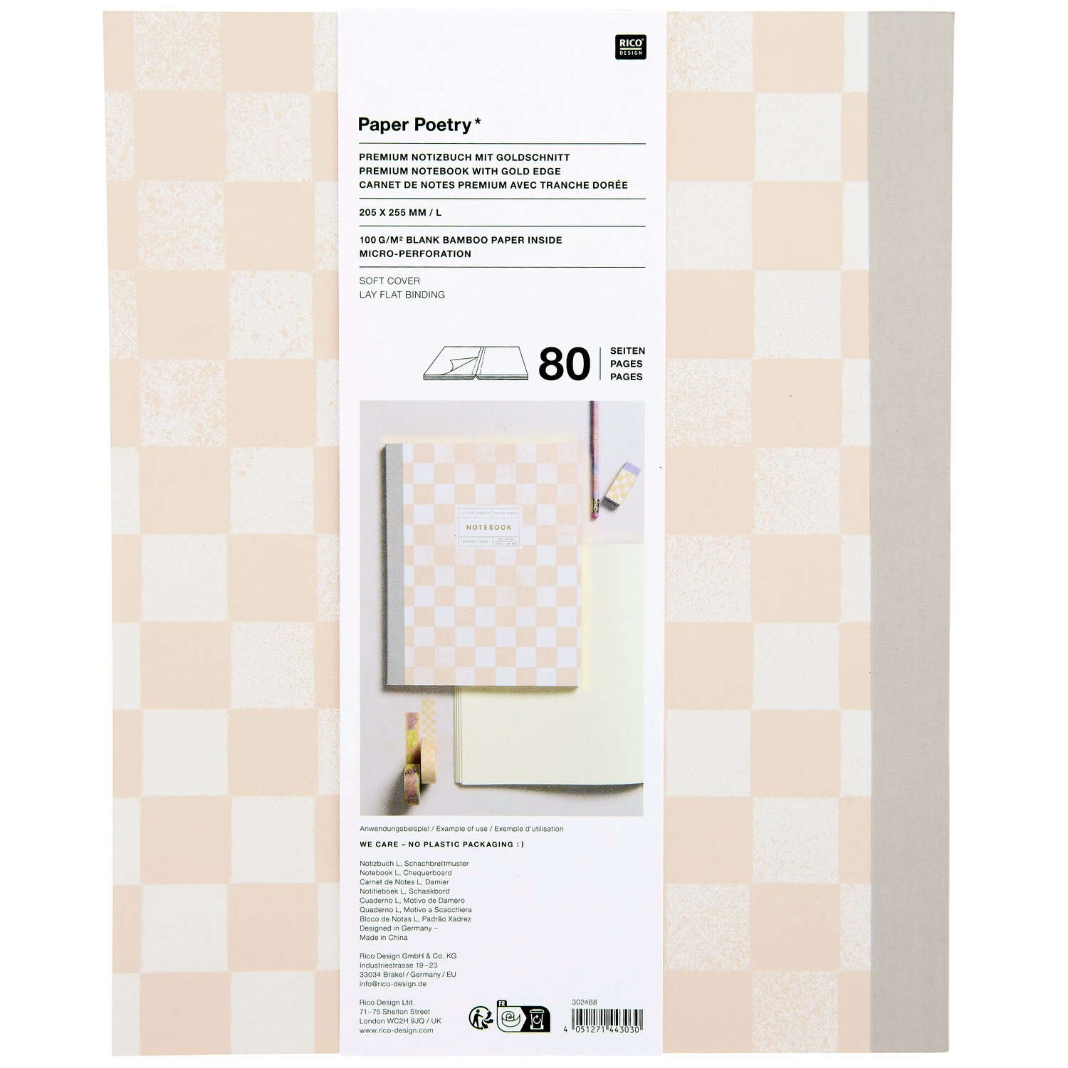 Notizbuch Sky L Schachbrettmuster 80 Blatt 100g/m² von Rico Design