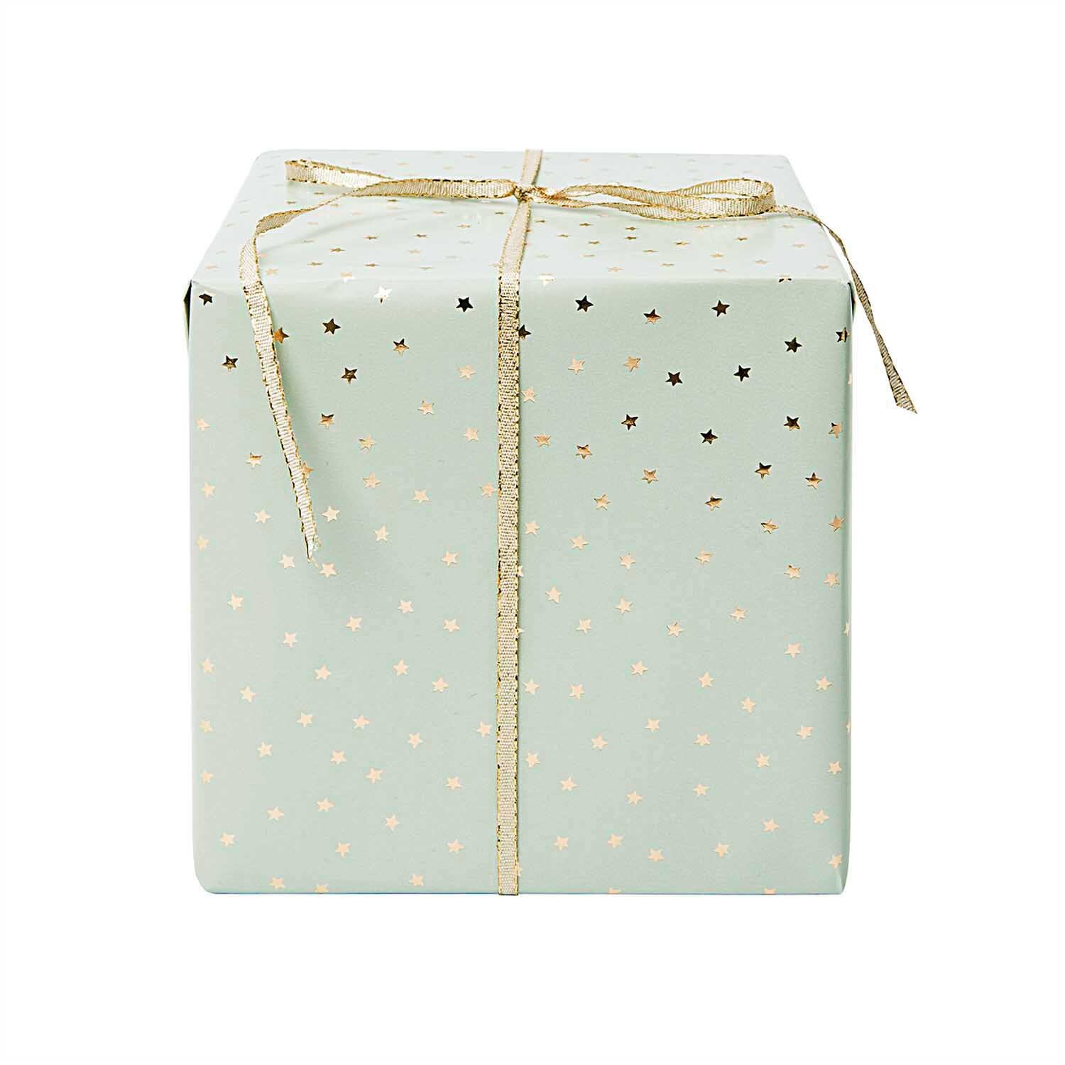 Paper Poetry Geschenkpapier Sterne mint-gold 70cm 2m Hot Foil von Rico Design