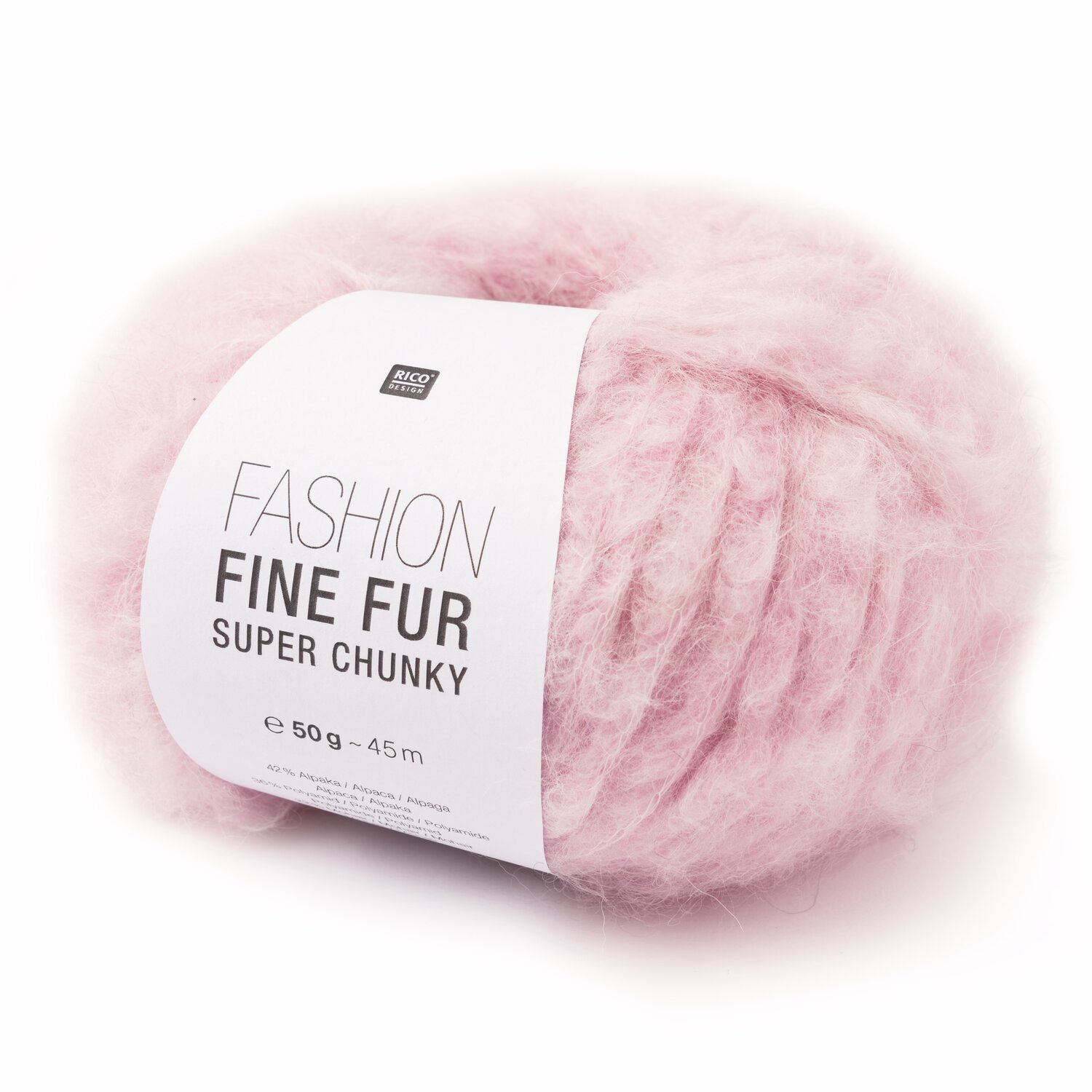 Fashion Fine Fur Super Chunky: Weiches Garn in Rosa, 50g, 45m, ideal für warme Strickprojekte.