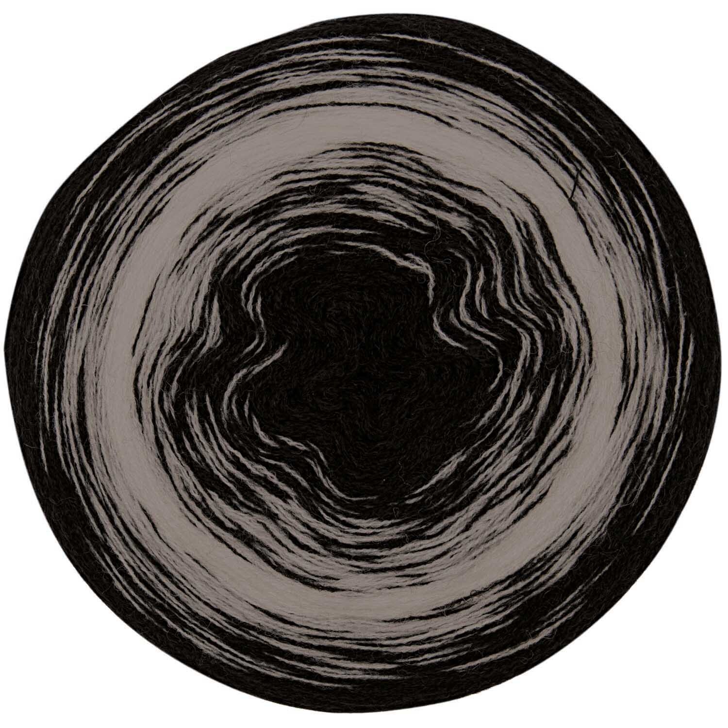 Creative Wool dégradé von Rico Design in Schwarz-Grau, 200g 800m. Runde Garnrolle mit Farbverlauf.