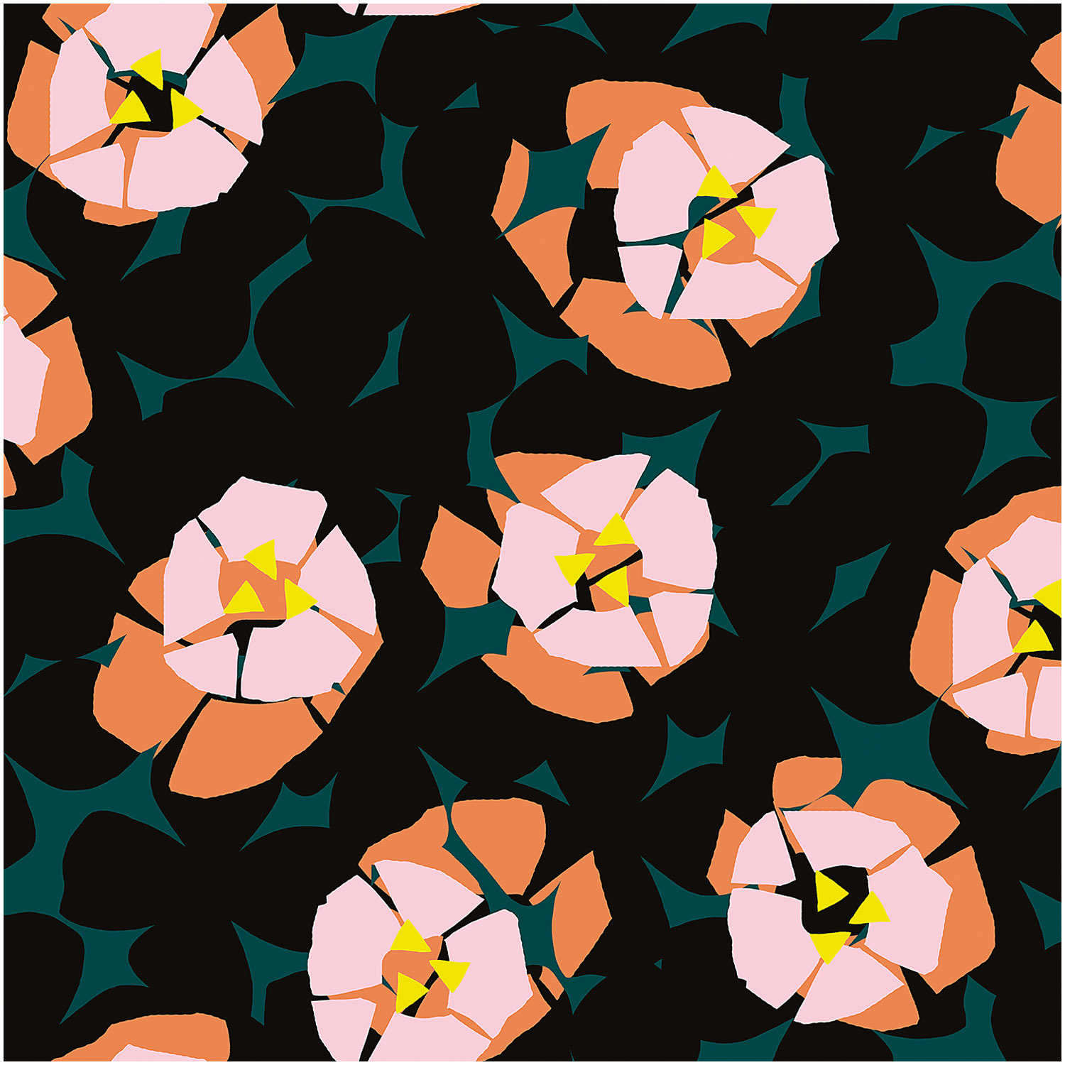 Druckstoff Okina Hana Blumen grün-rosa 140cm Druckstoff Okina Hana Blumen grün-rosa 140cm