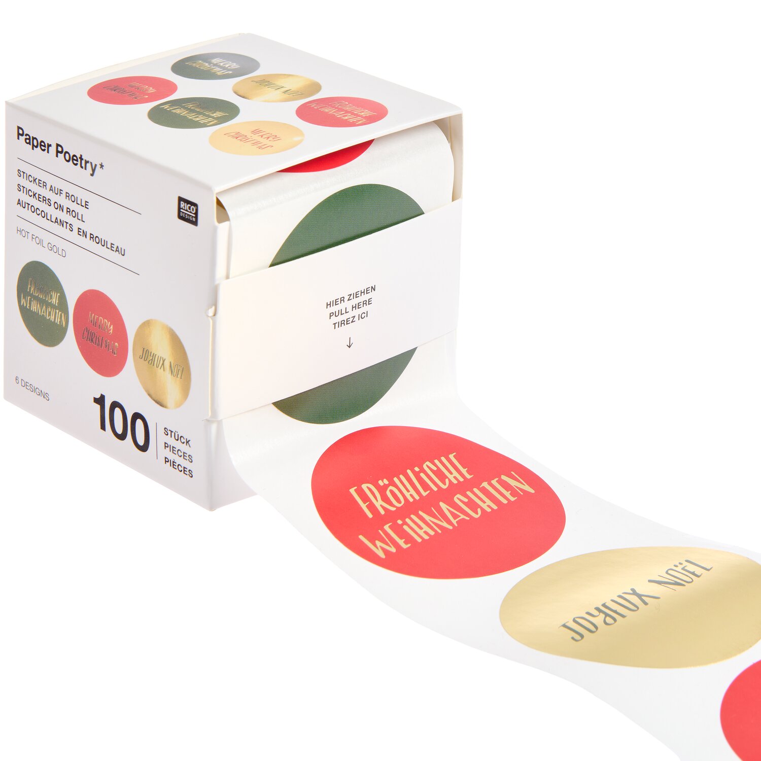 Paper Poetry Sticker auf Rolle Advent Fröhliche Weihnachten 100 Stück von Rico Design