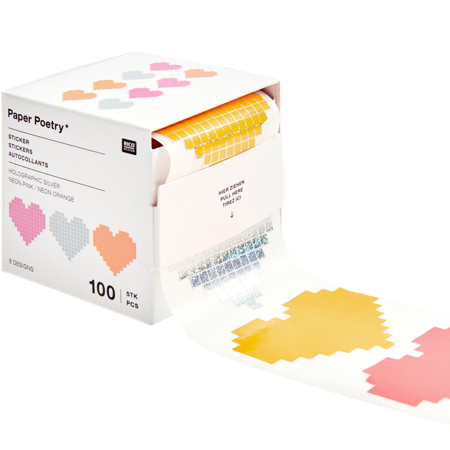 Paper Poetry Sticker Herzen auf der Rolle Ø5cm 100 Stück von Rico Design