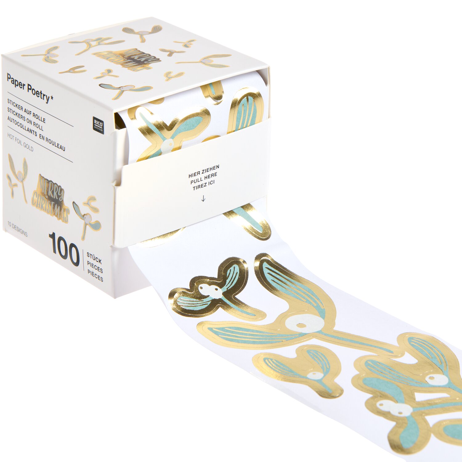 Paper Poetry Sticker auf Rolle Advent Mistelzweige 100 Stück von Rico Design