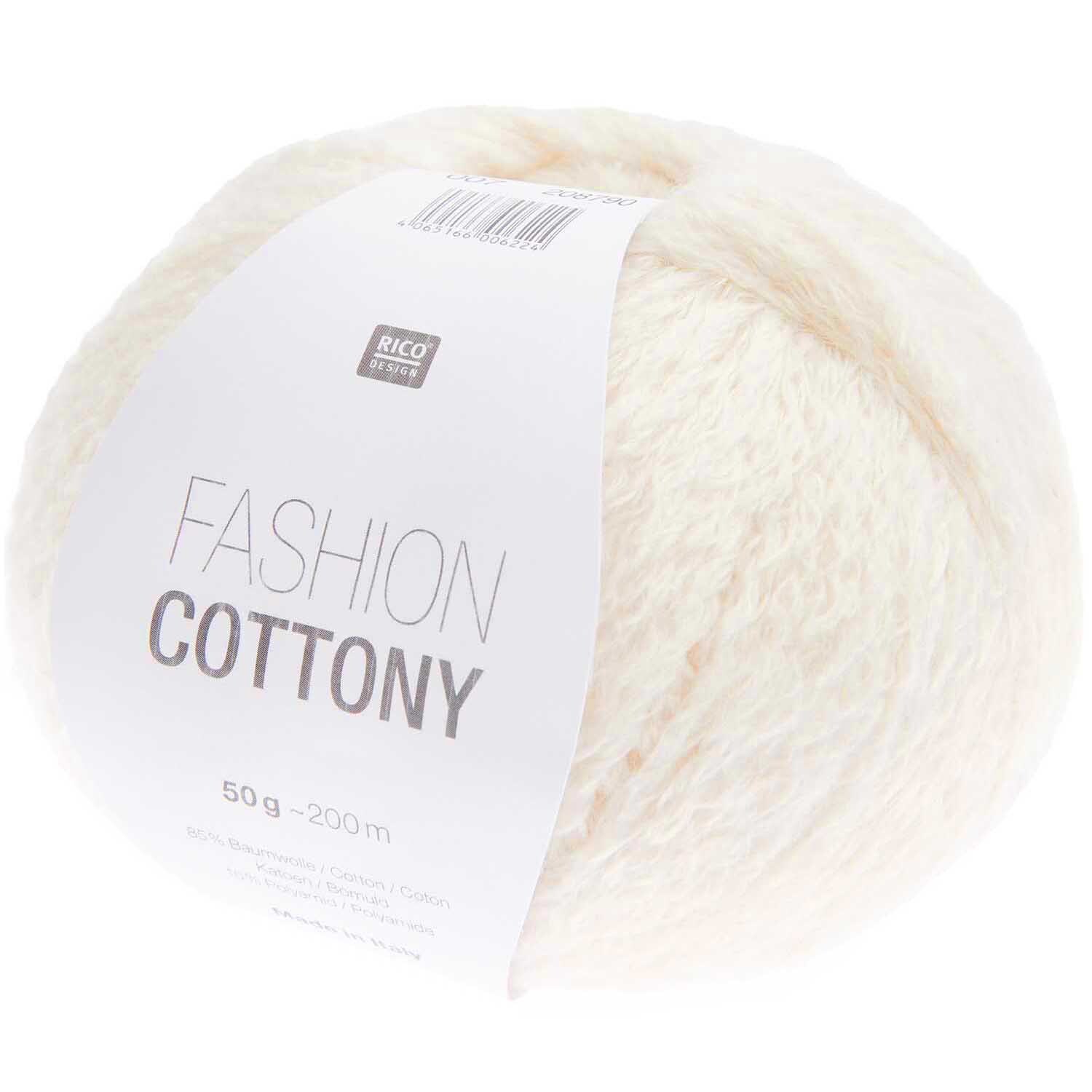 Fashion Cottony Fashion Cottony: Weiches Garn in Creme von Rico Design, ideal für Strickprojekte, 50g 200m.