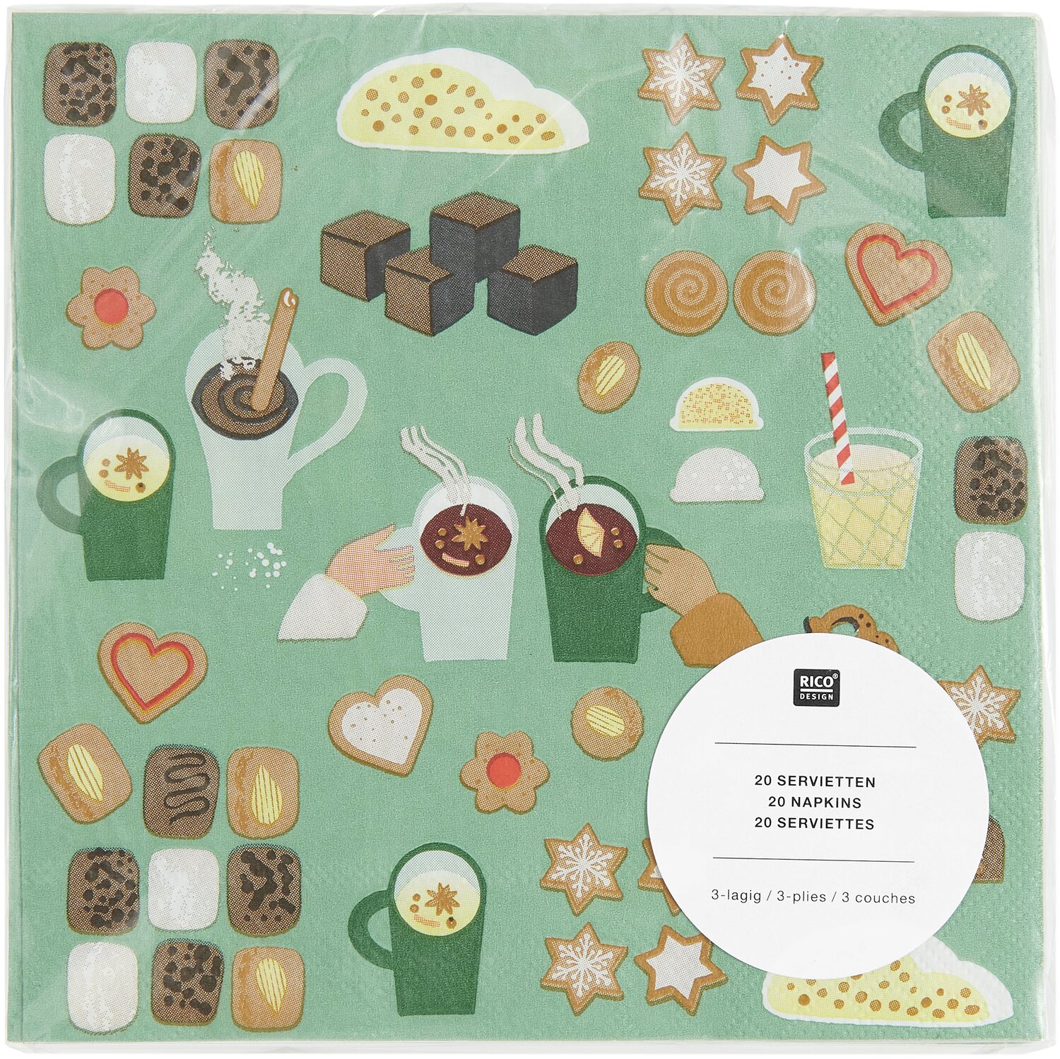 Servietten Weihnachtsgebäck 20 Stück 33x33cm von Rico Design