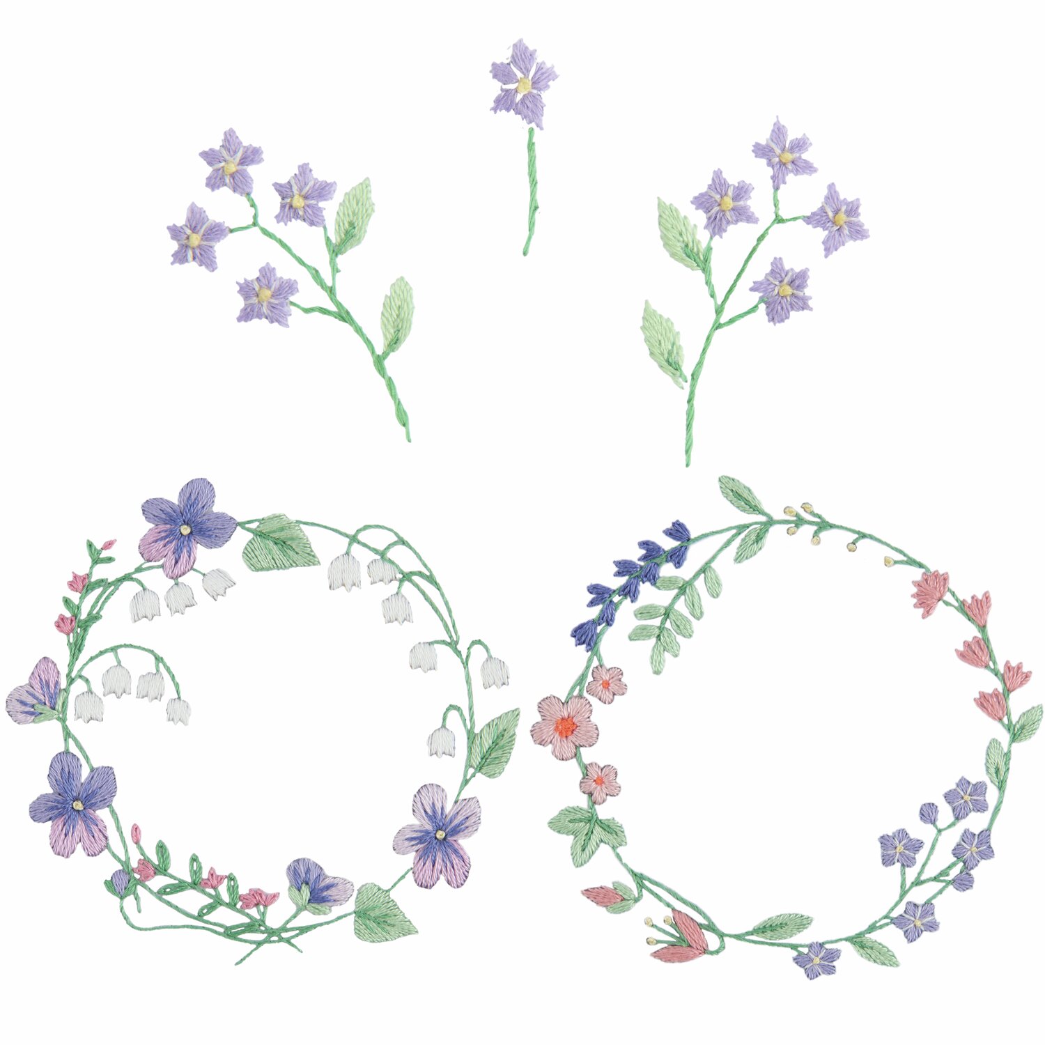 Stick & Stitch Packung Blumenkränze XL 13 Stück von Rico Design