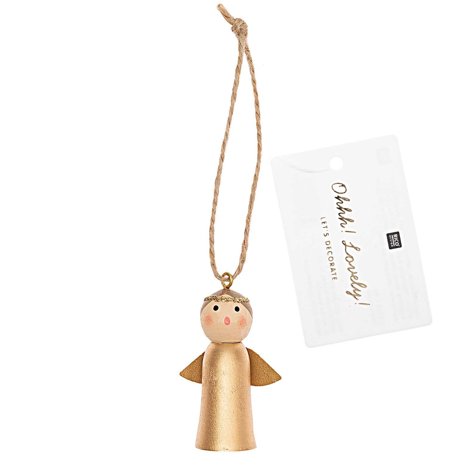 Holzhänger Engel gold 5cm Holzhänger Engel gold 5cm