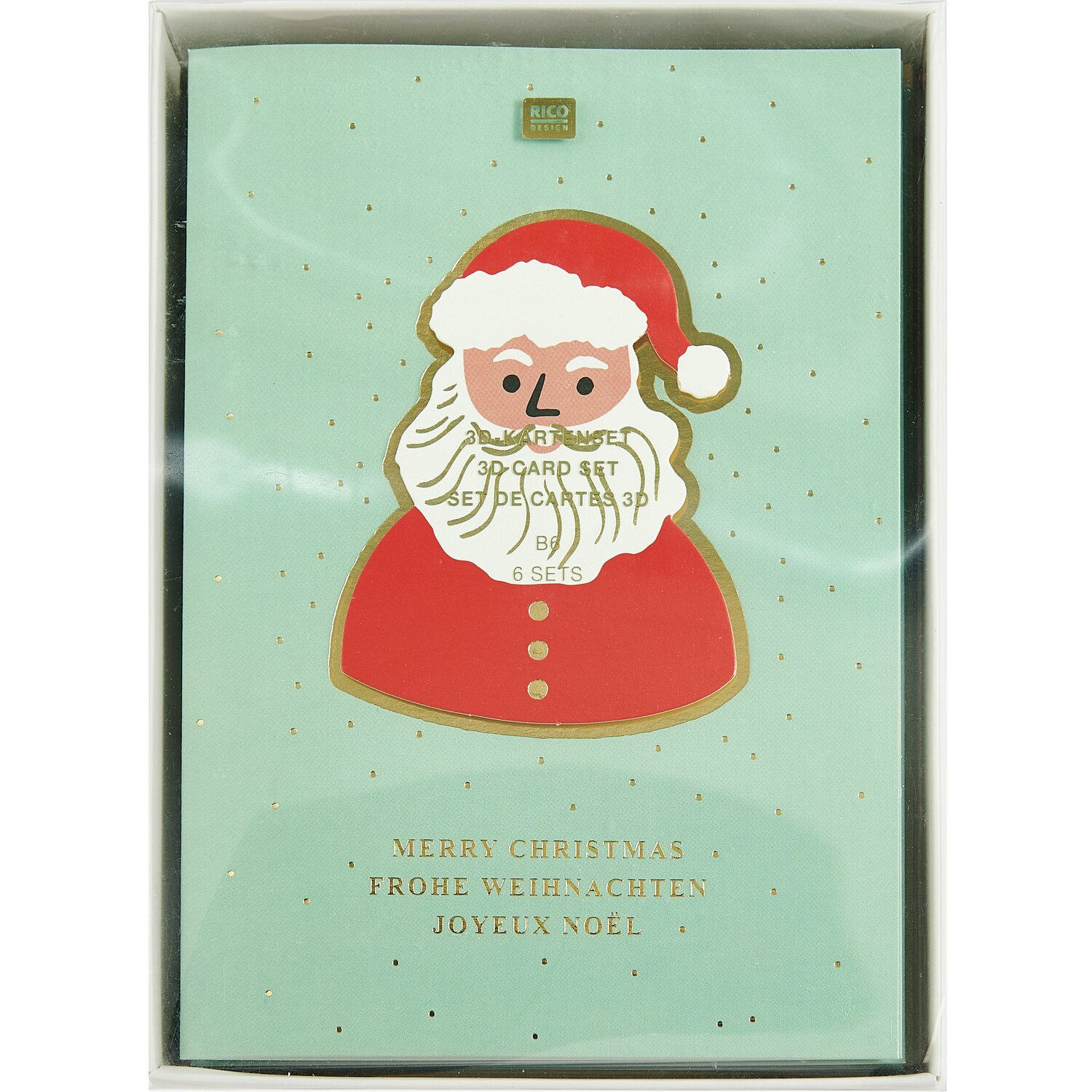 3D-Kartenset Weihnachtsmann  B6 von Rico Design