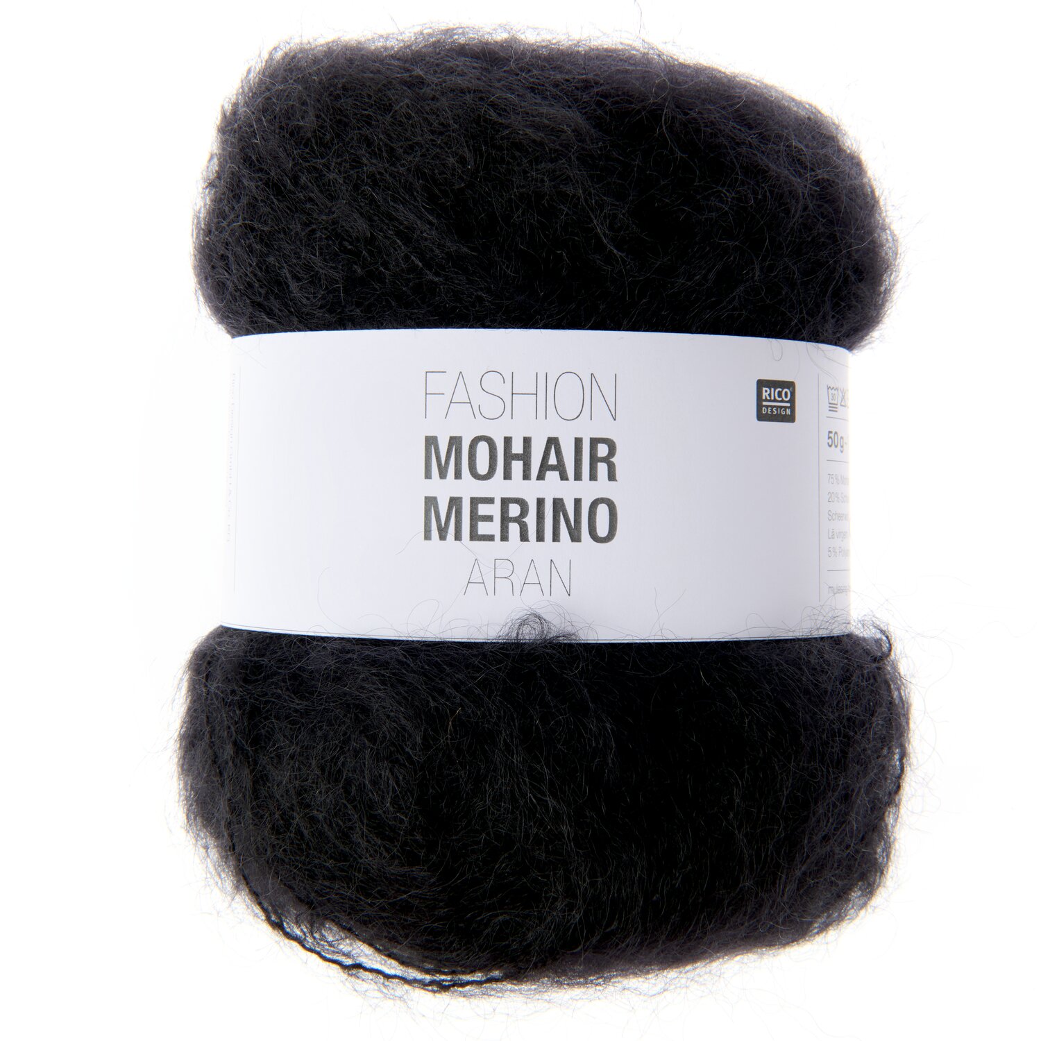 Fashion Mohair Merino aran 50g Farbe Schwarz von Rico Design