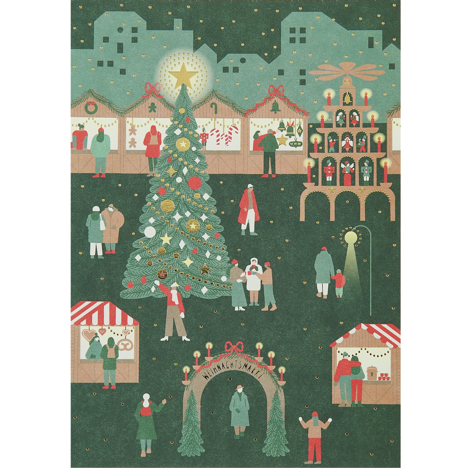 Paper Poetry Postkartenblock Weihnachtsmarkt 10 Stück 12,5x17,6cm von Rico Design