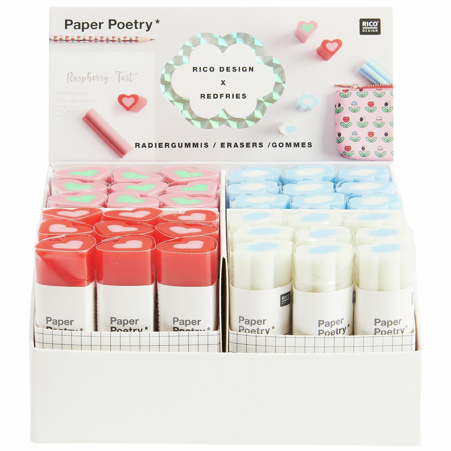 Rico Design x Redfries Radiergummi Herz Eye Candy 1,7x2,1x6cm Farbe Rosa/Grün von Rico Design