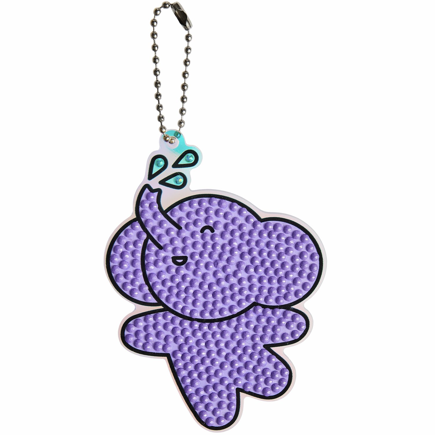 Diamond Painting Aufhänger Tiere, lila Elefant mit Kette, 29-teilig, von Rico Design.