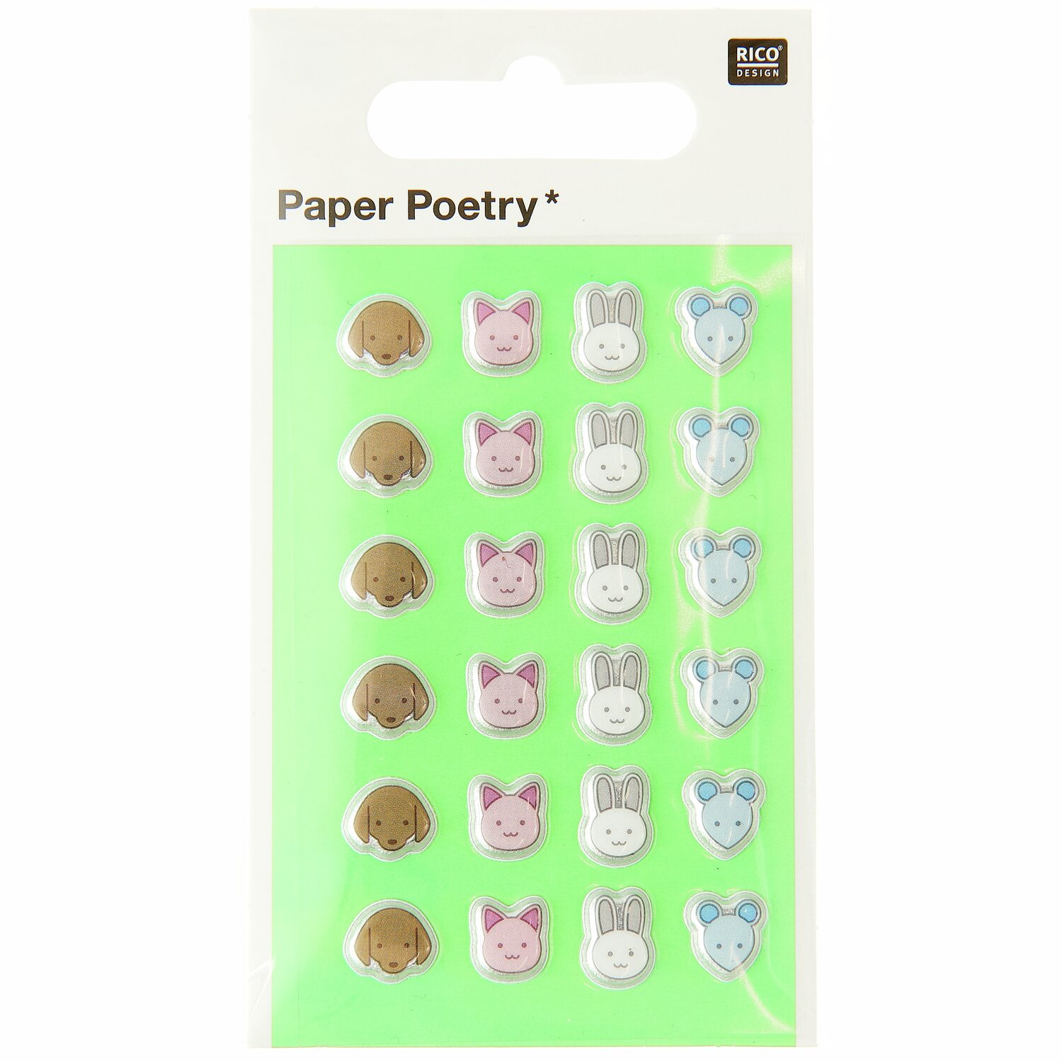 Paper Poetry Mini Puffy Sticker Tiere 24-teilig von Rico Design
