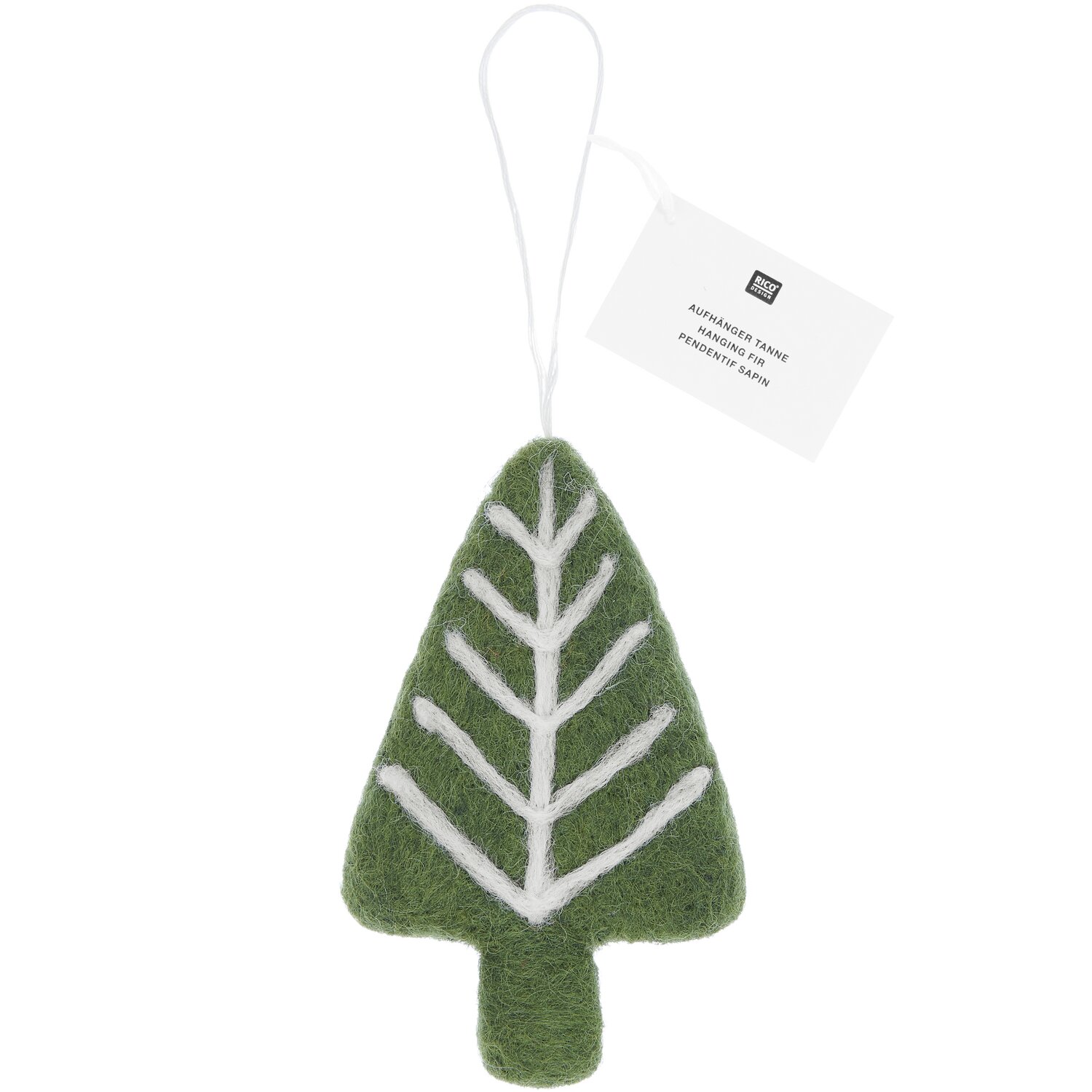 Aufhänger Tanne mit Ästen handgefilzt  10,5x6x1,3cm Farbe Khaki von Rico Design