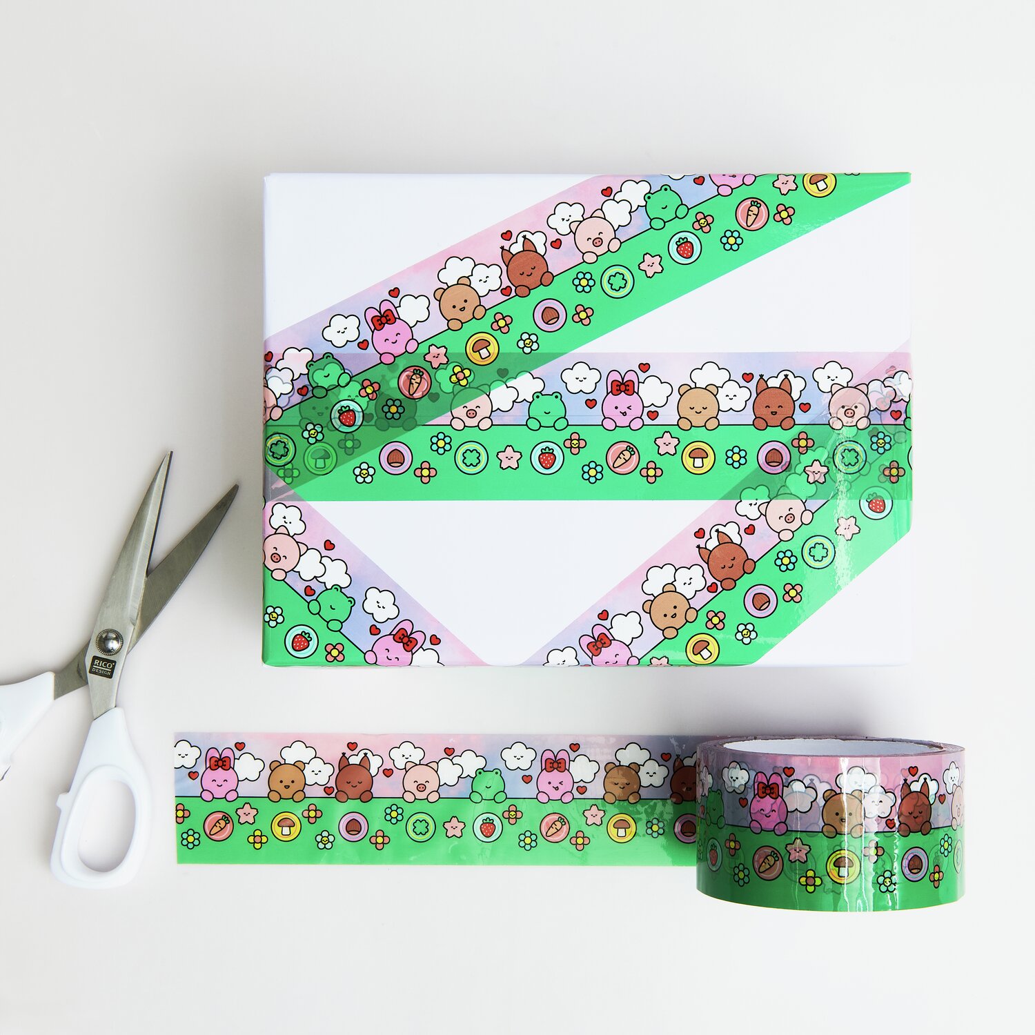 Paper Poetry Paketklebeband Chingu, buntes Design mit Tiermotiven, 5cmx32m, dekoriert Geschenk.