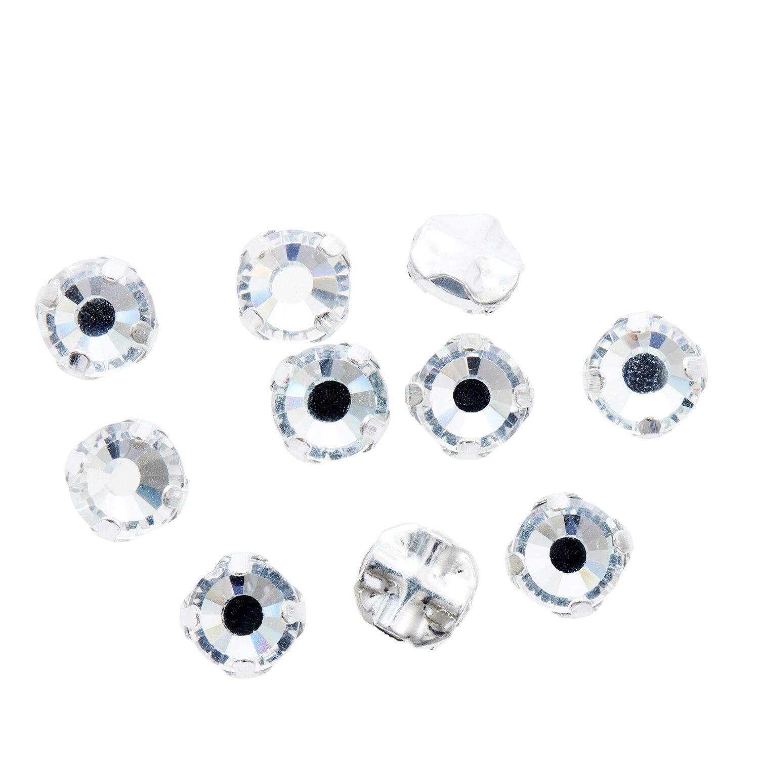 Klarer Kristallknopf, rund und facettiert, ideal für elegante Nähprojekte und Dekorationen.