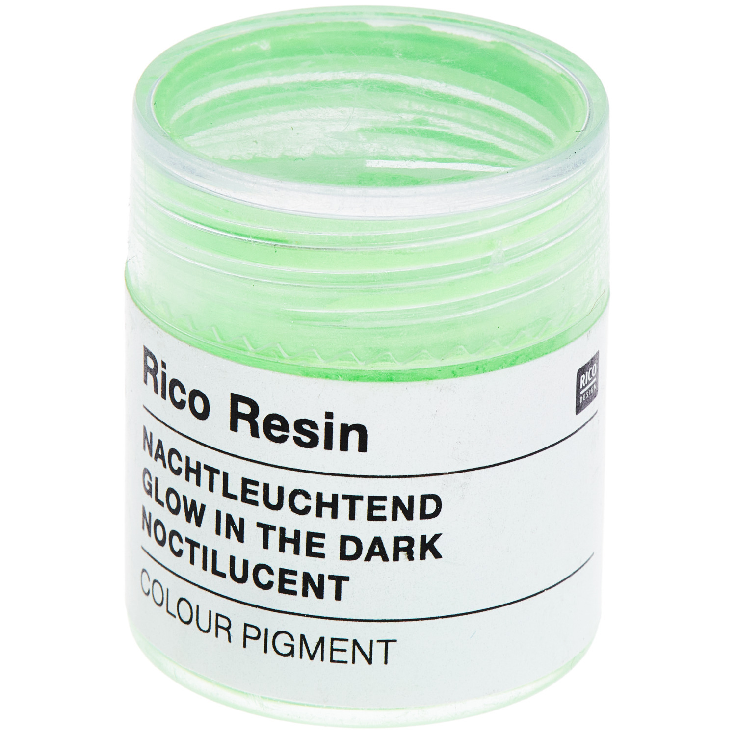 Farbpigmente für Resin Neon nachtleuchtend in einem transparenten Behälter, 5ml, von Rico Design.
