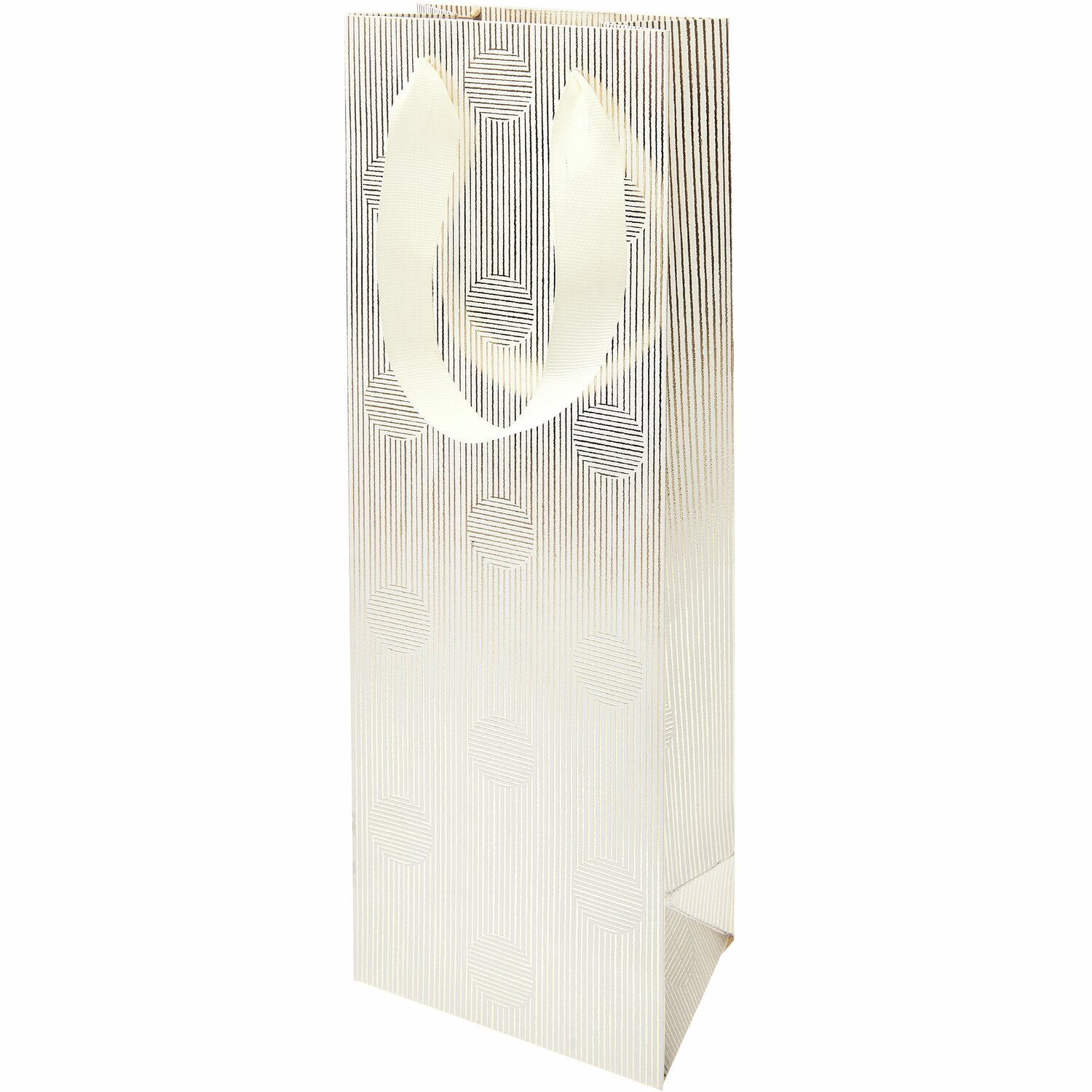 Flaschentüte Struktur, 12x36,5x8cm, von Rico Design. Elegante, weiße Tüte mit feiner Linienstruktur. Ideal für Geschenke.