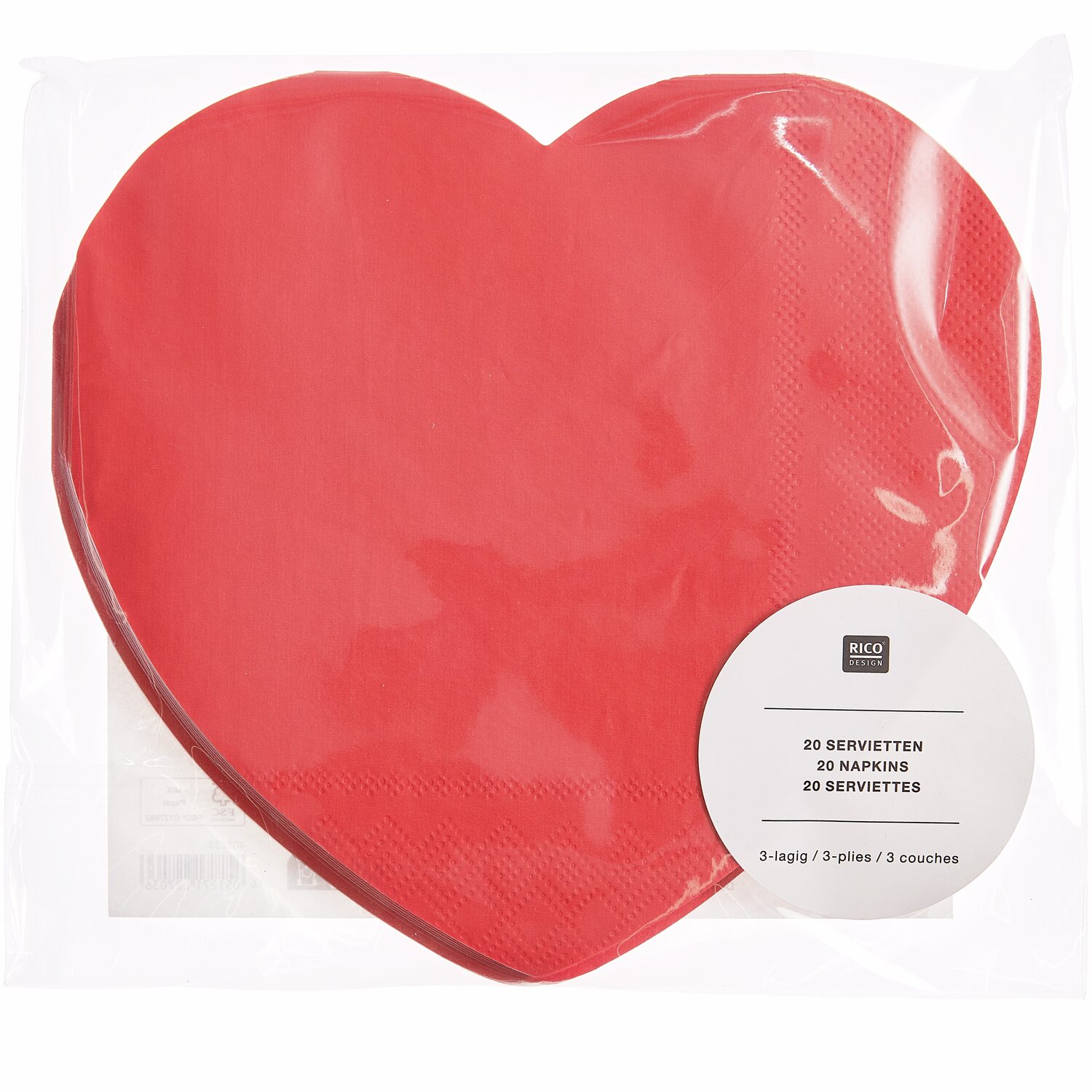 Serviette Herz 20 Stück 32x29,5cm Farbe Rot von Rico Design