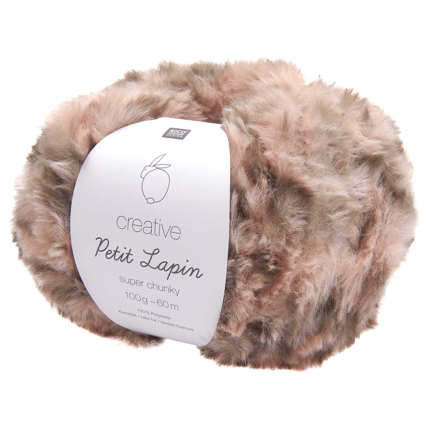 Creative Petit Lapin Super Chunky Wolle in Puder-Taupe von Rico Design, flauschig und voluminös.