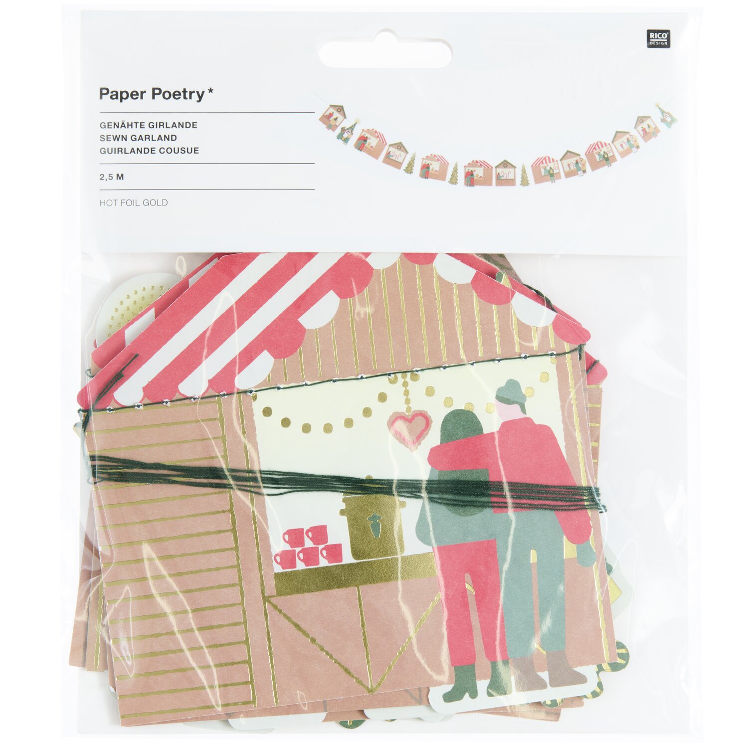 Paper Poetry Genähte Girlande Weihnachtsmarkt 2,3m von Rico Design